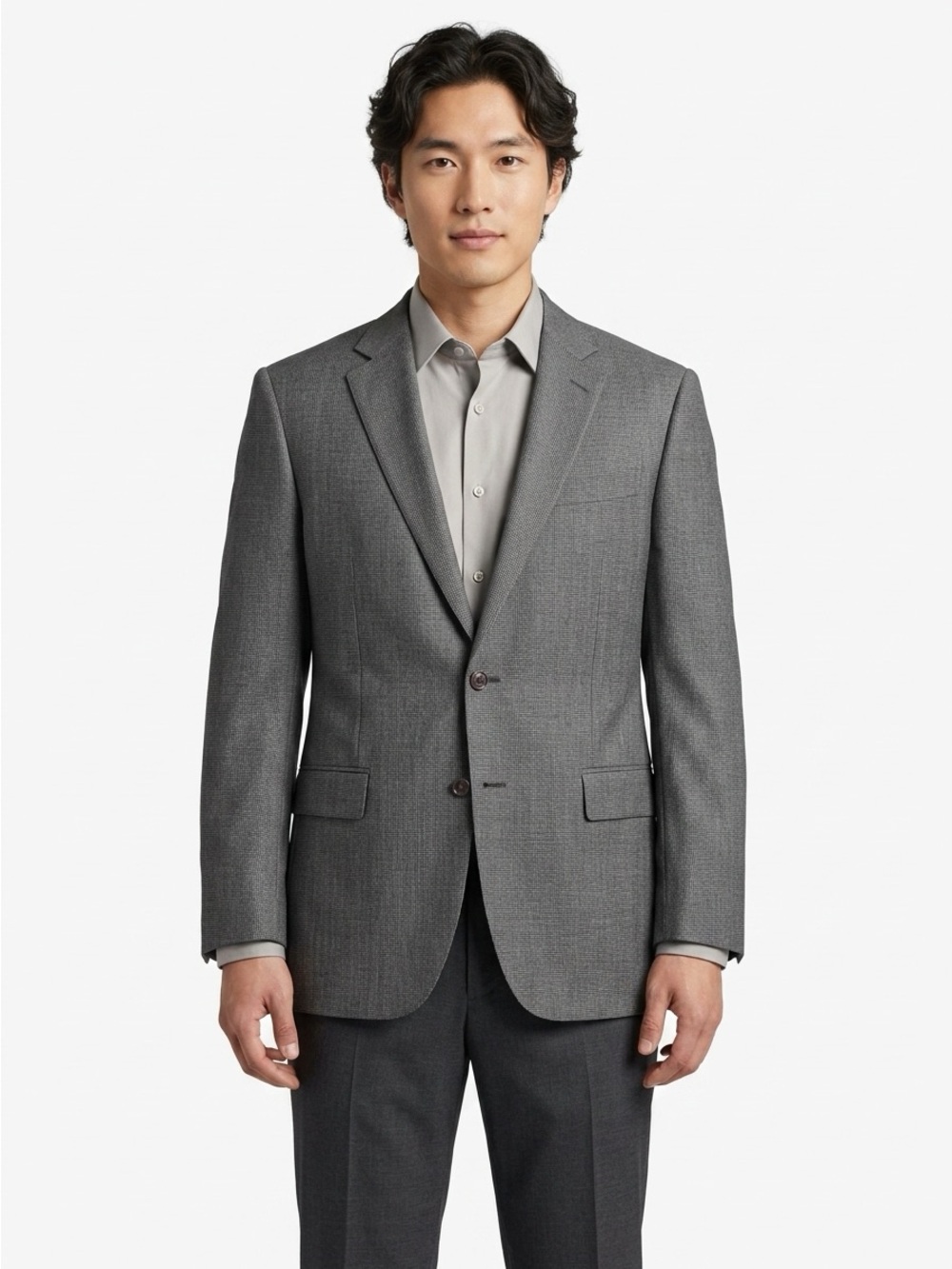 Ralph Lauren Two Button Suit Jacket Blazer 100% Wool Charcoal Gray 42R